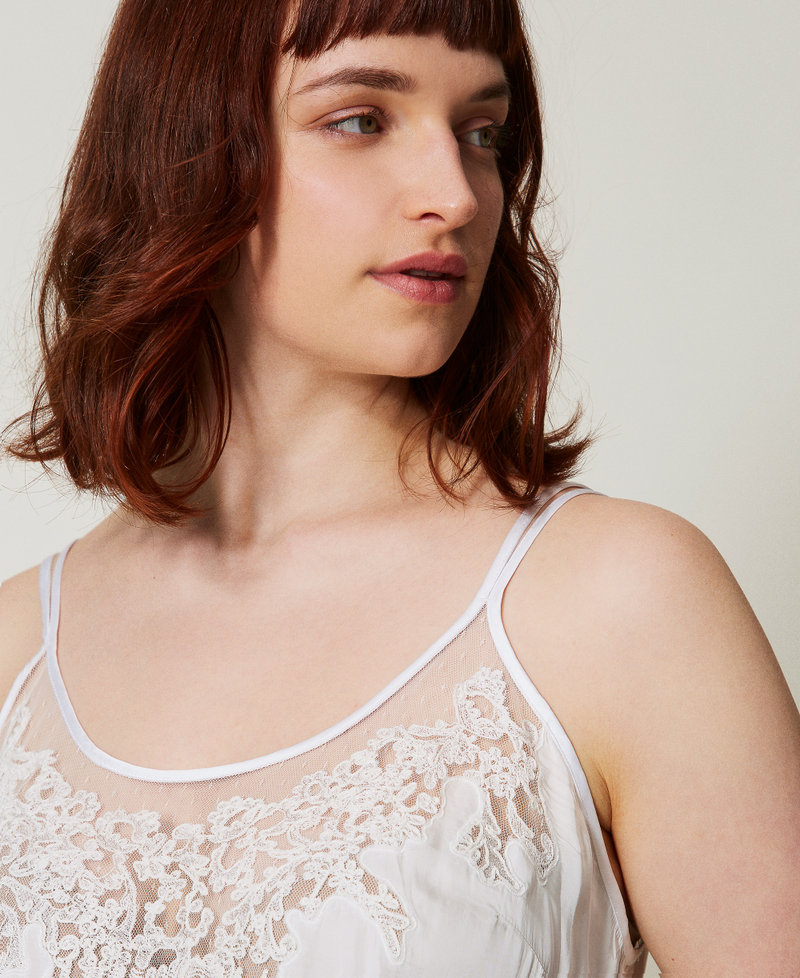 Satin top with embroidery White Snow Woman 251TP2371_00282_04