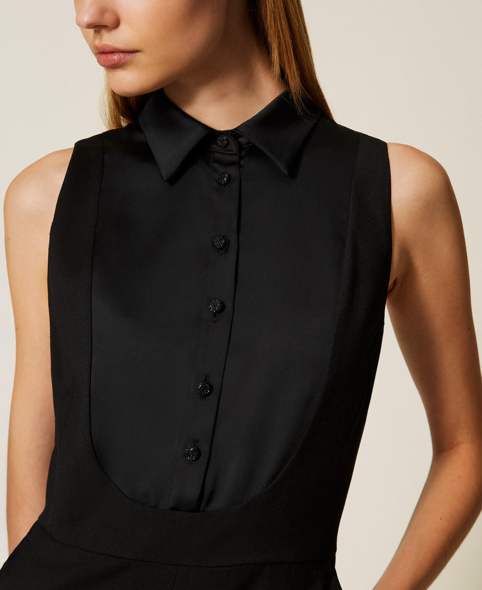 Jumpsuit mit Satindetails Schwarz Frau 252TT2120_00006_05