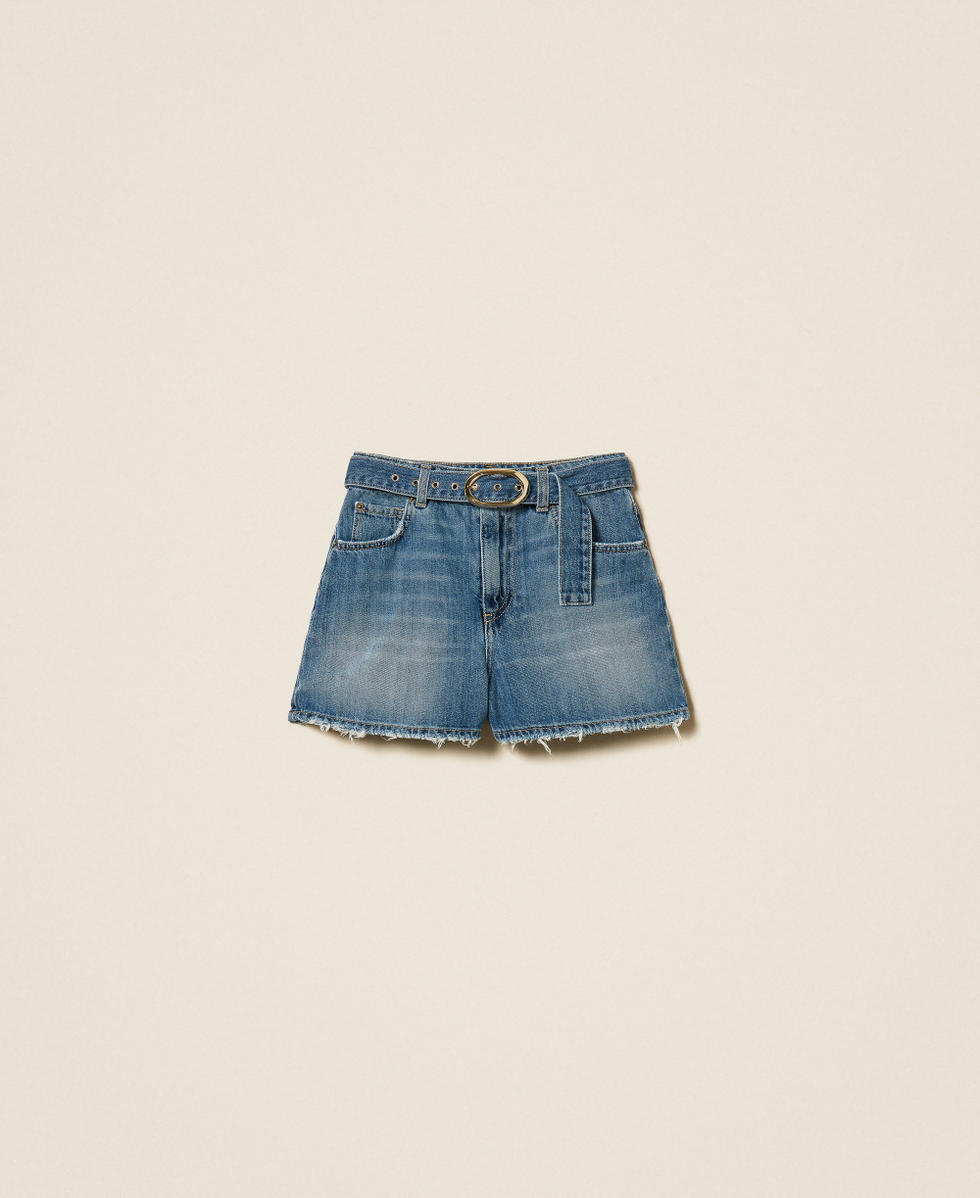 Denim shorts with belt
