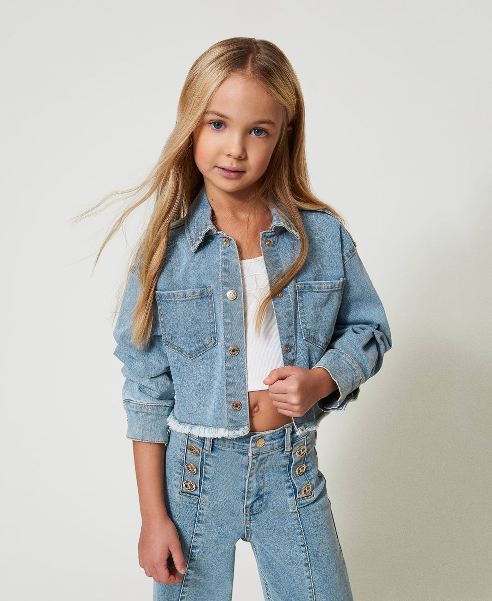 Frayed denim jacket Light Denim Girl 251GJ2512_11457_01