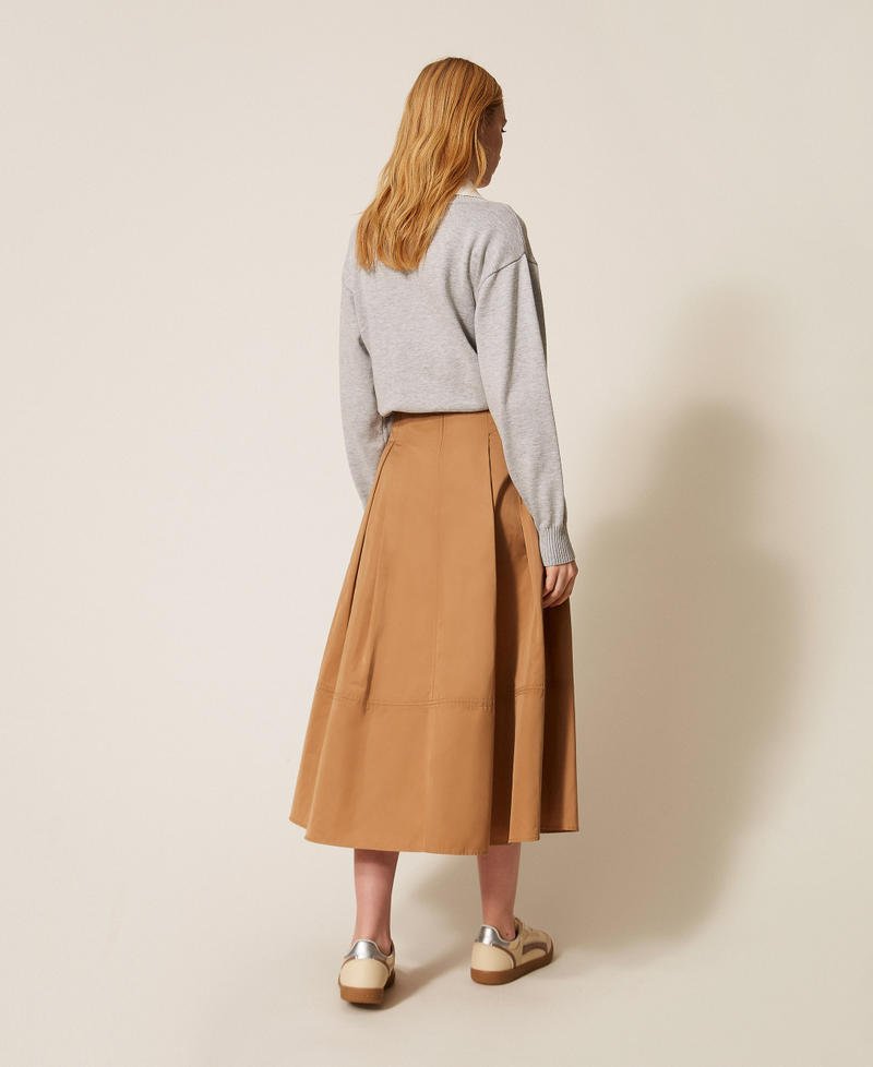 Midirock aus Taft mit Falten &bdquo;Walnut&ldquo;-Beige Frau 261LL2RBB_13302_03