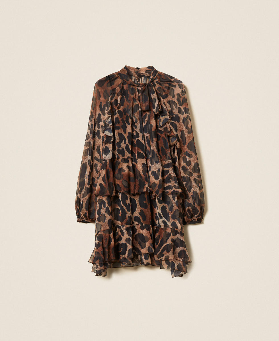 Vestido corto de gasa animal print