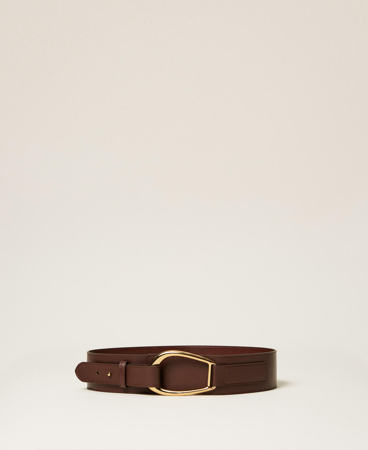 Twinset Women's Darkness Brown Leather Sash Belt With Maxi Buckle