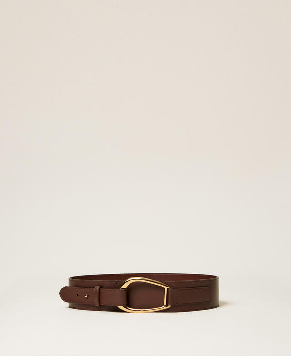 Leather sash belt with maxi buckle