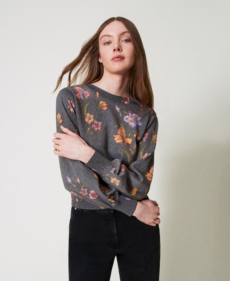 2-in-1-Pullover mit Blumenprint Print Iris Multicolor / Black Frau 251TP3650_12328_05
