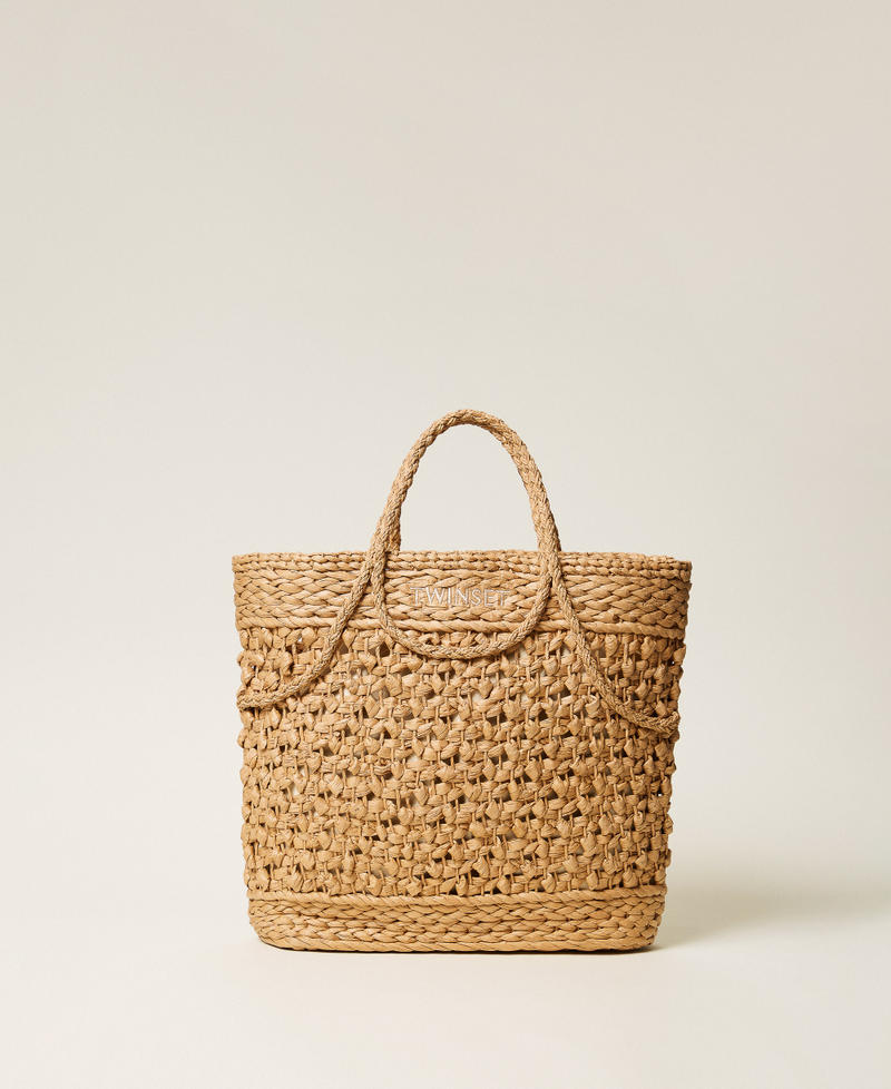 Shopper aus geh&auml;keltem Raffia Stroh Frau 261TD8580_00193_01