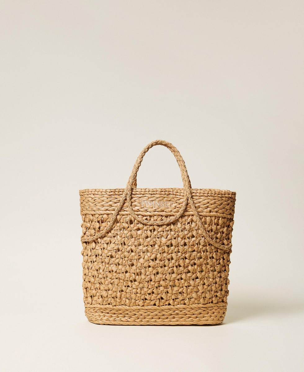 Crochet raffia shopper bag