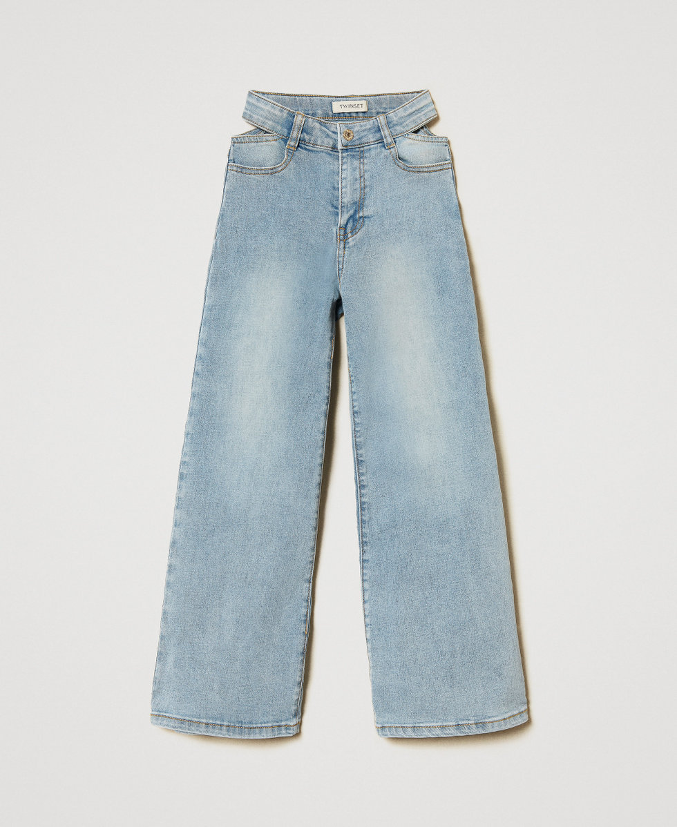 Wide leg jeans with cut-out Light Denim Girl 251GJ2602_11457_S0