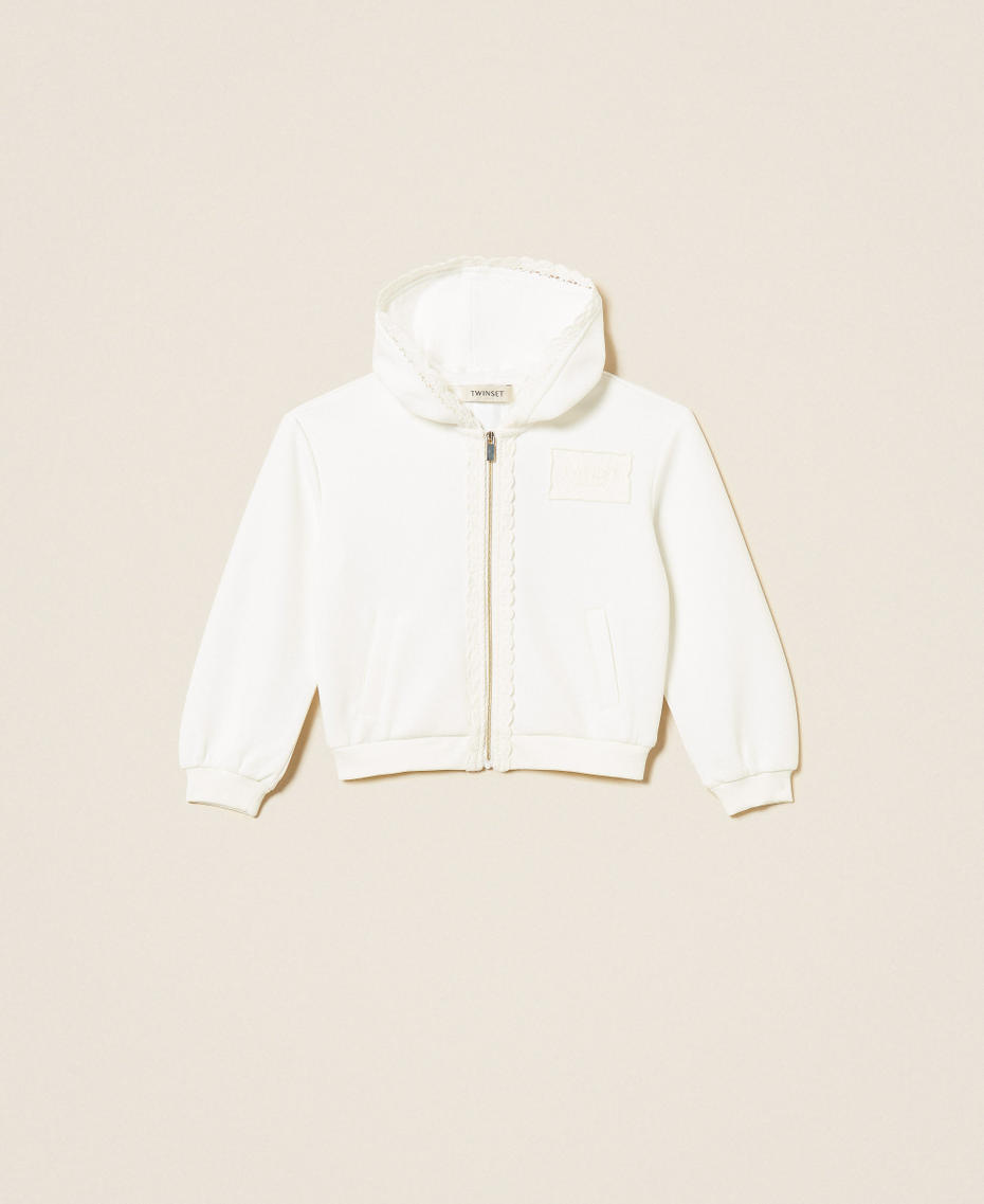 Baby&acute;s scuba sweatshirt with lace White Snow Girl 262GB210C_00282_S0