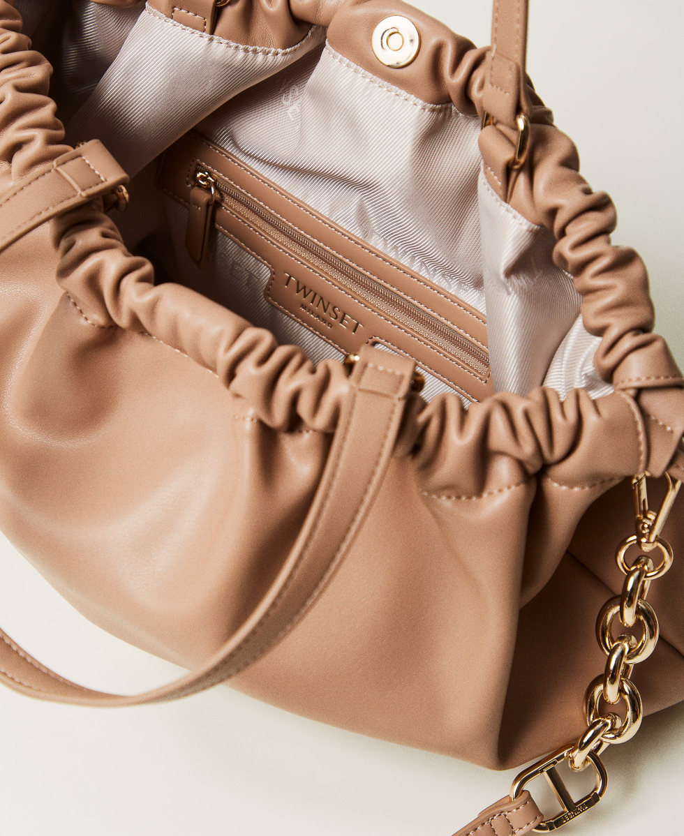 Shopper with ruching Pale "Ginger Root&rdquo; Beige Woman 251TD8031_11640_04