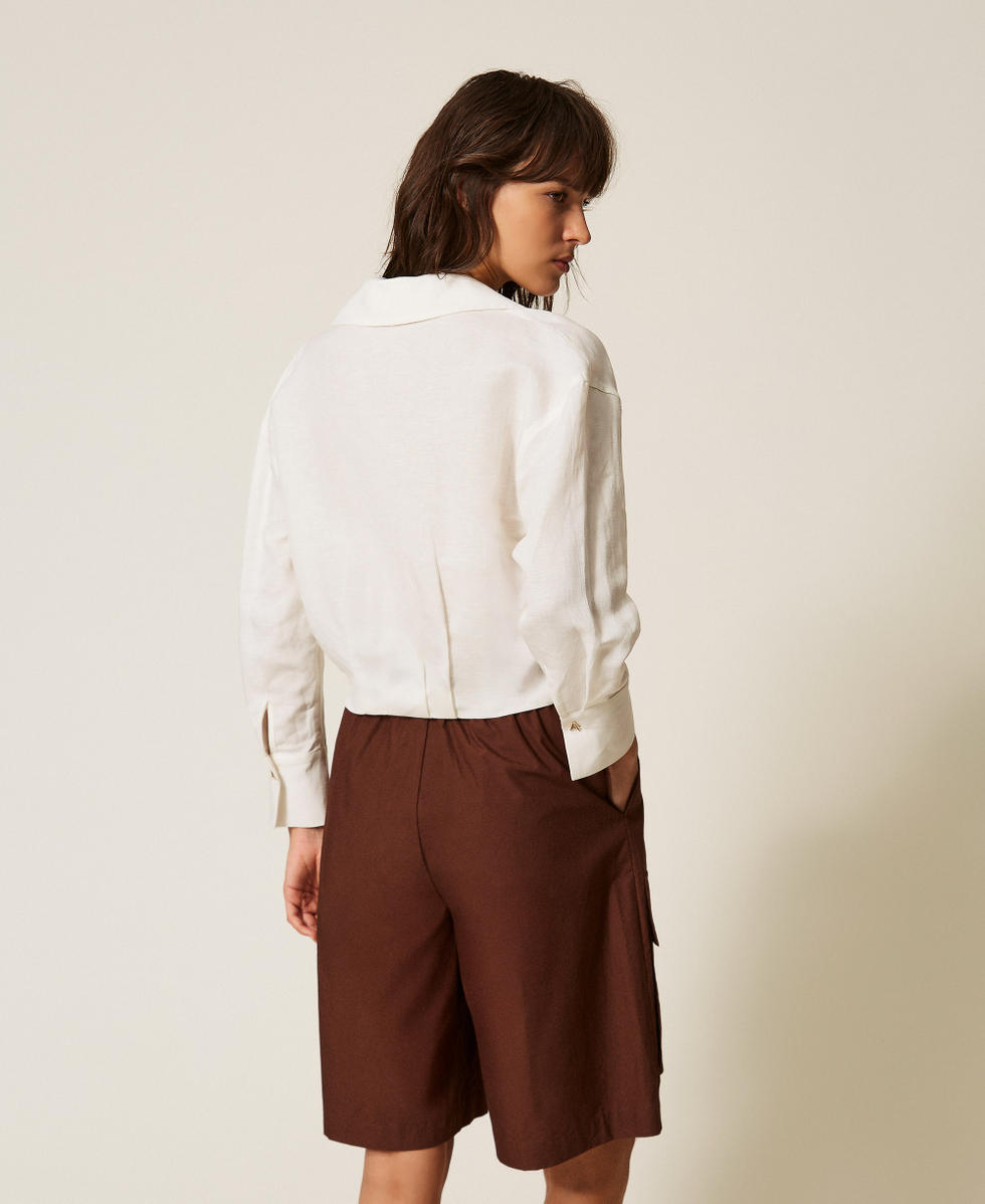 Recycled poplin cargo Bermuda shorts Chocolate Lab Woman 261AP2082_10780_03