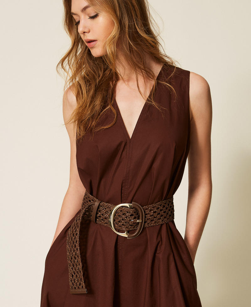 Intertwined belt with maxi buckle Coffee Liqueur Woman 261TO5390_12110_T0