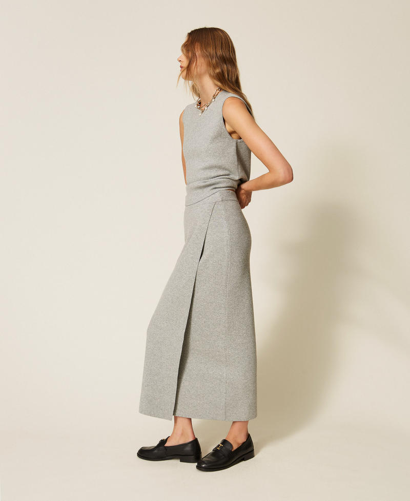 Knitted midi skirt Light Grey Melange Woman 262LI3ACC_12837_02