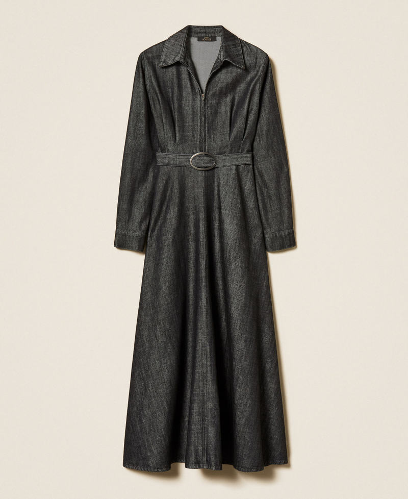 Long flowing denim dress Black Denim Woman 262AP2060_01103_S0