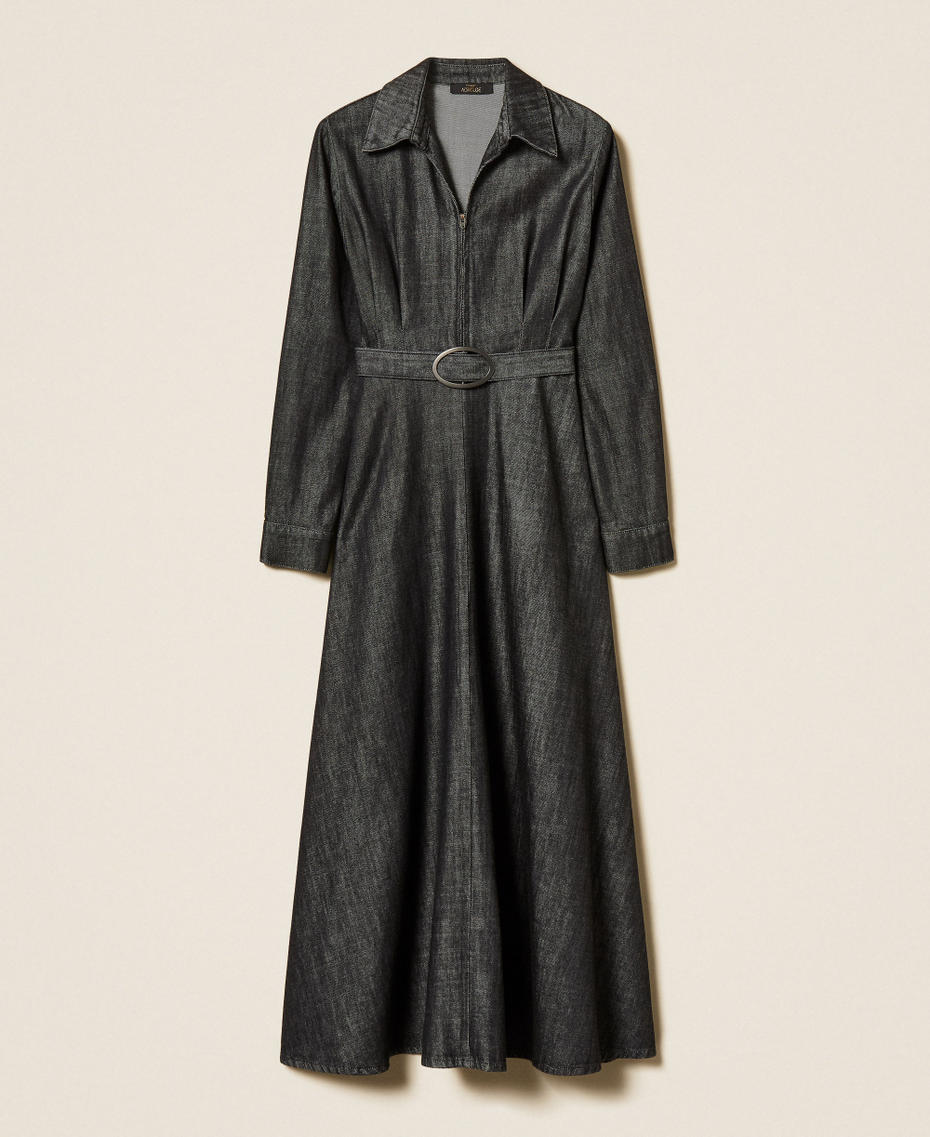 Long flowing denim dress Black Denim Woman 262AP2060_01103_S0