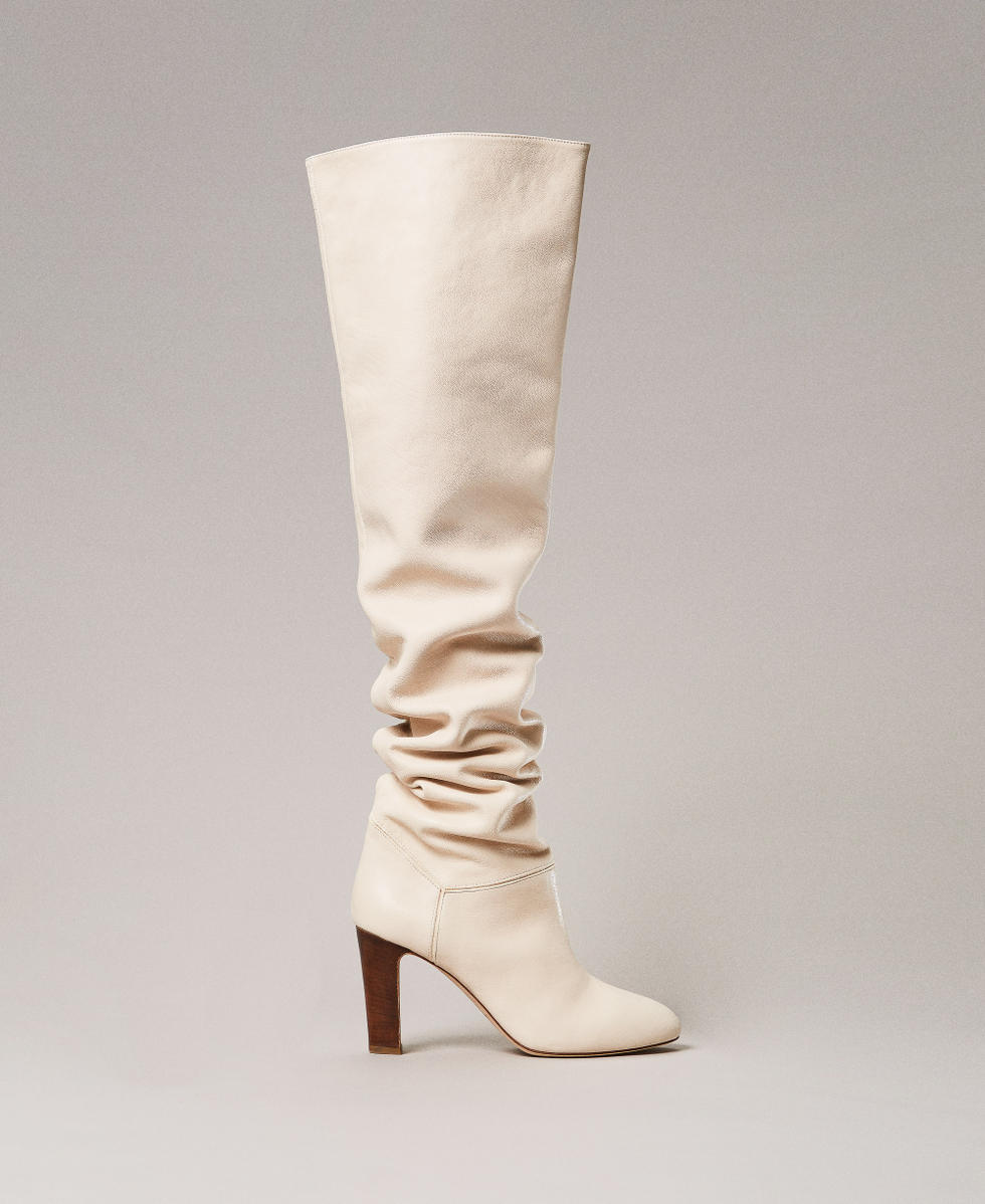 Nappa leather thigh-high boots