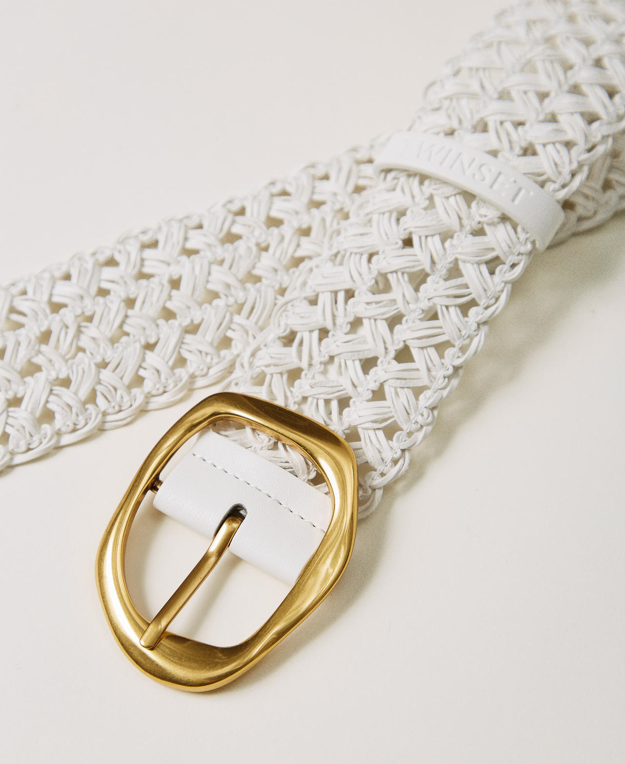 Woven leather belt White Snow Woman 251TO5290_00282_02