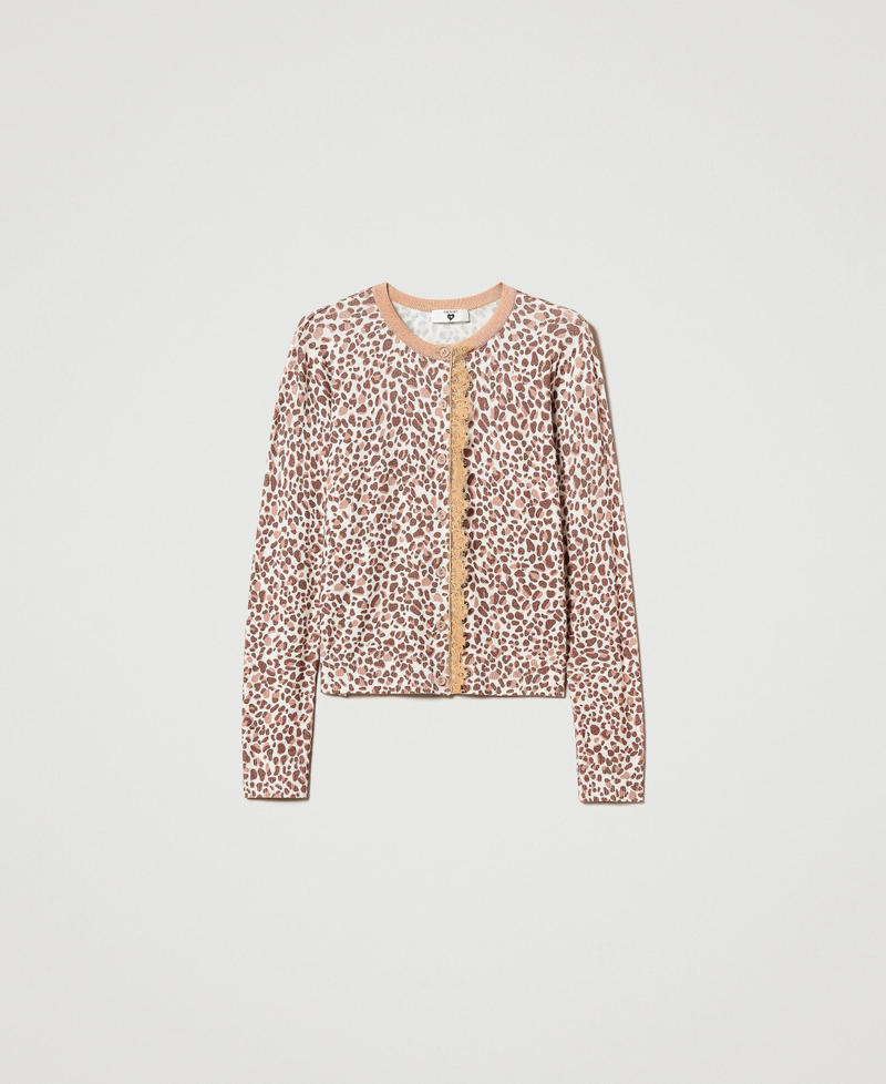 Knit cardigan with print and lace