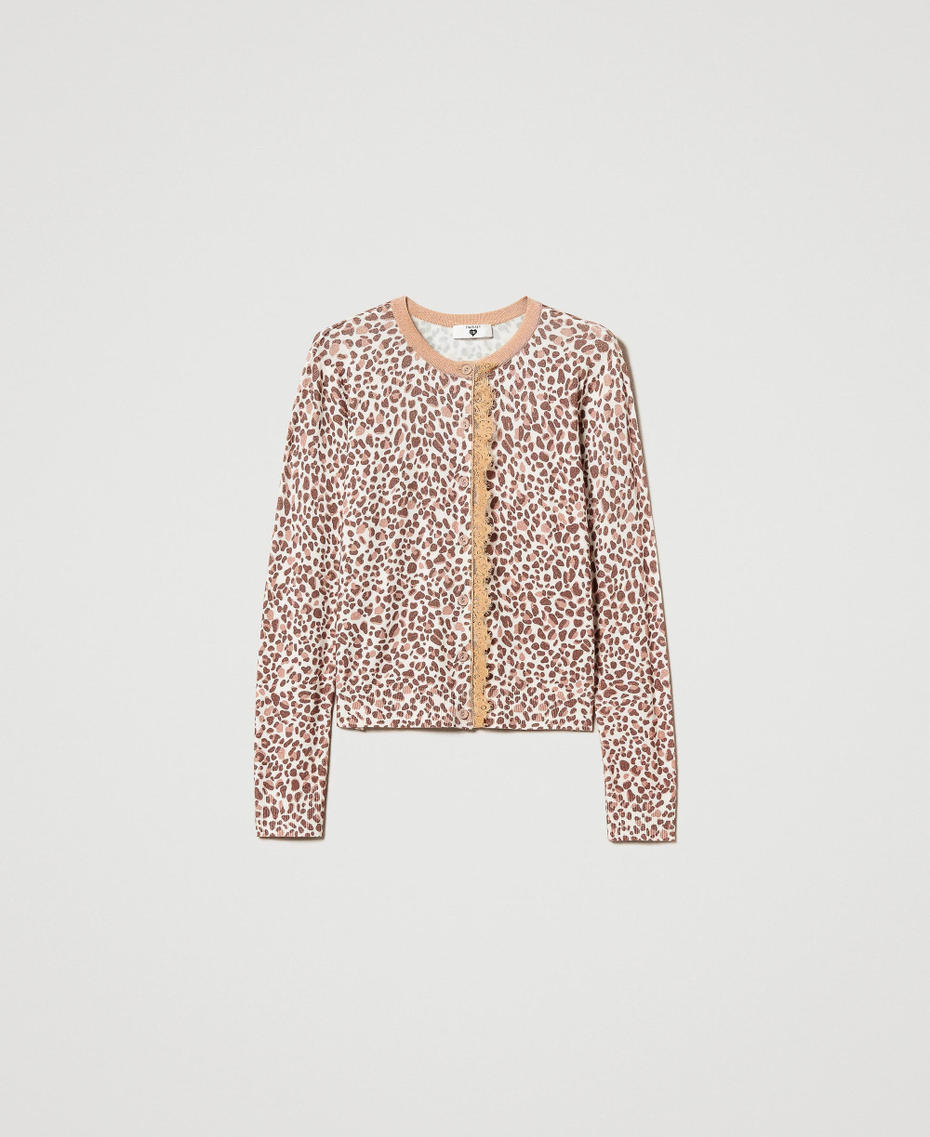 Strickcardigan mit Print und Spitze