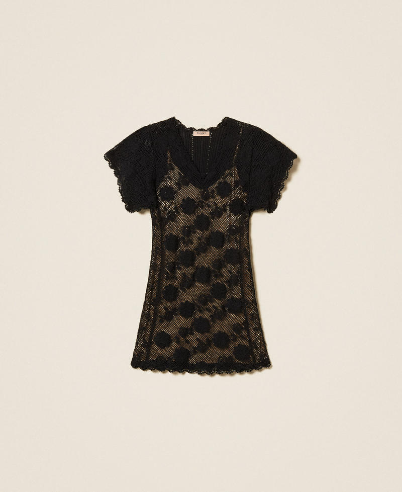 Short floral knit dress Black Woman 261TT3160_00006_S0