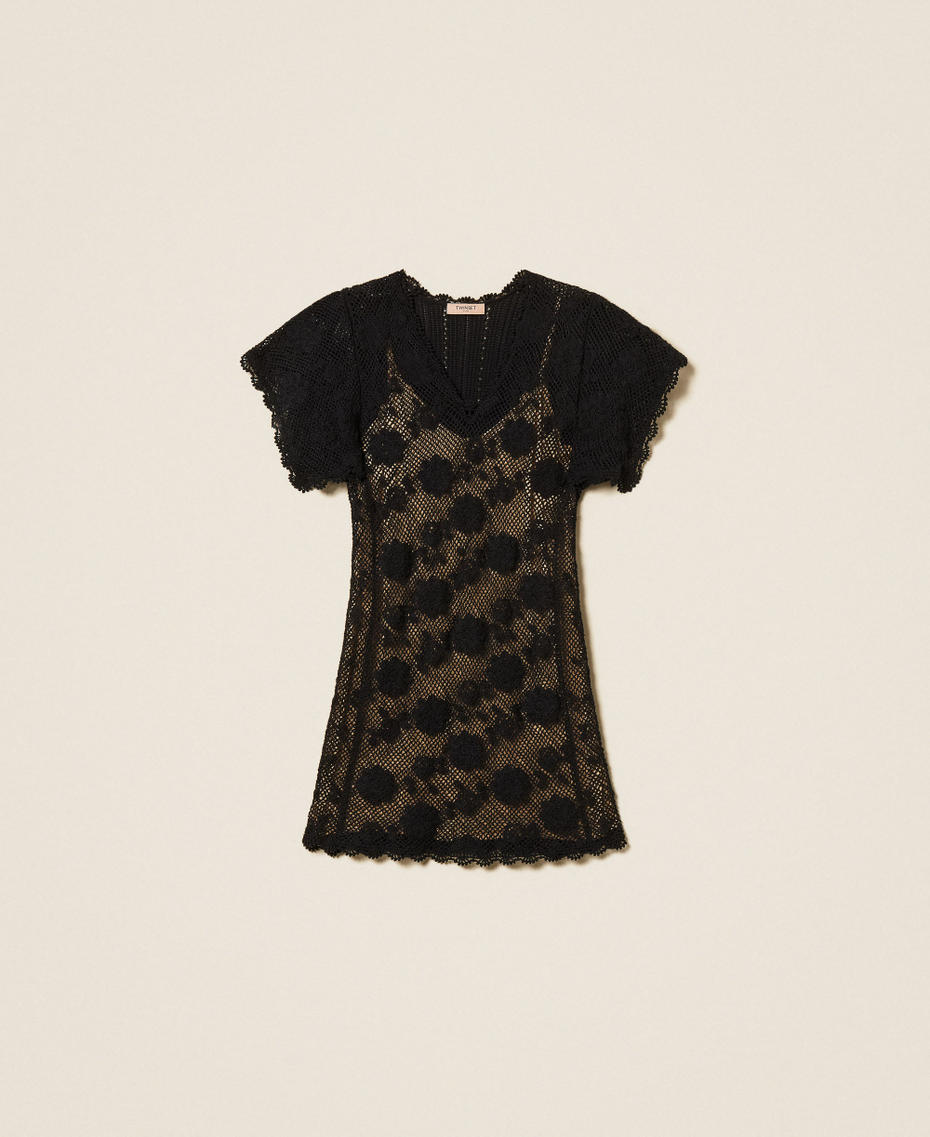 Short floral knit dress Black Woman 261TT3160_00006_S0