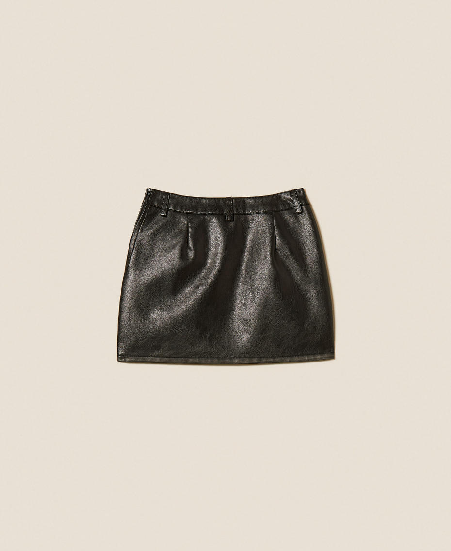Faux leather miniskirt with pockets Black Girl 252GJ2081_00006_S1