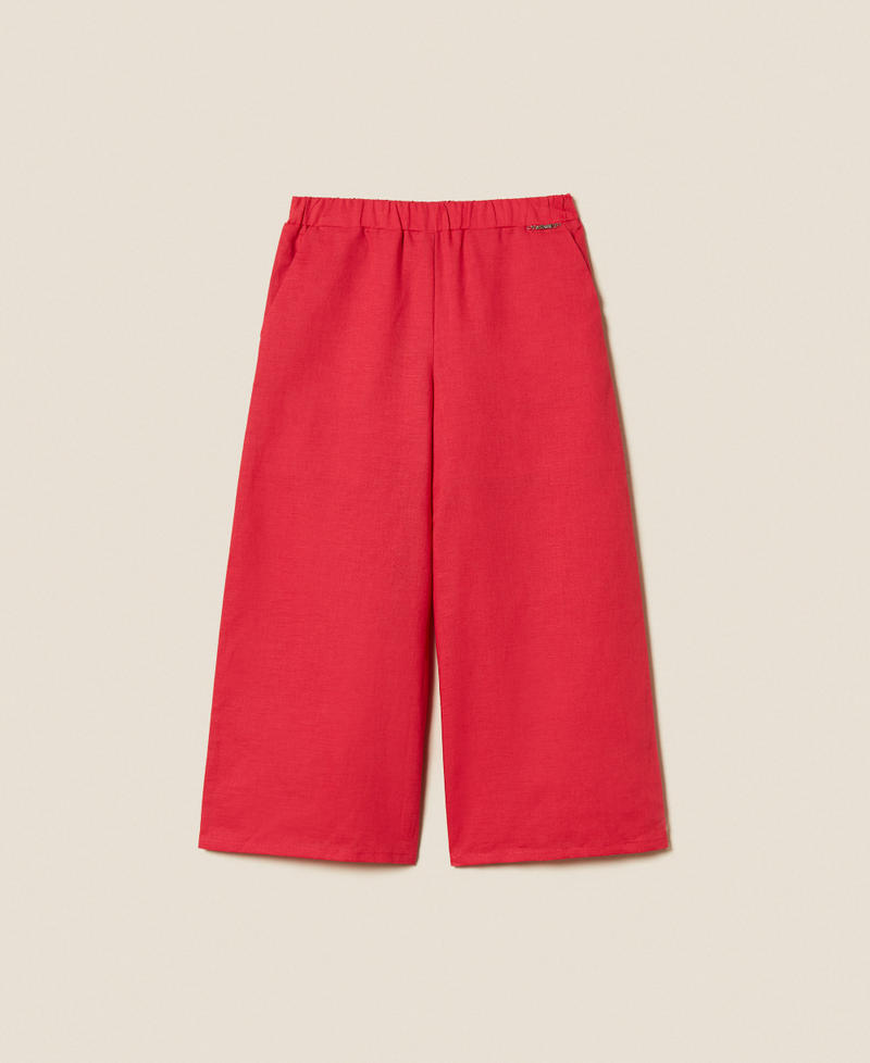 Linen cropped trousers Magenta Red Girl 261GJ2036_13160_S0