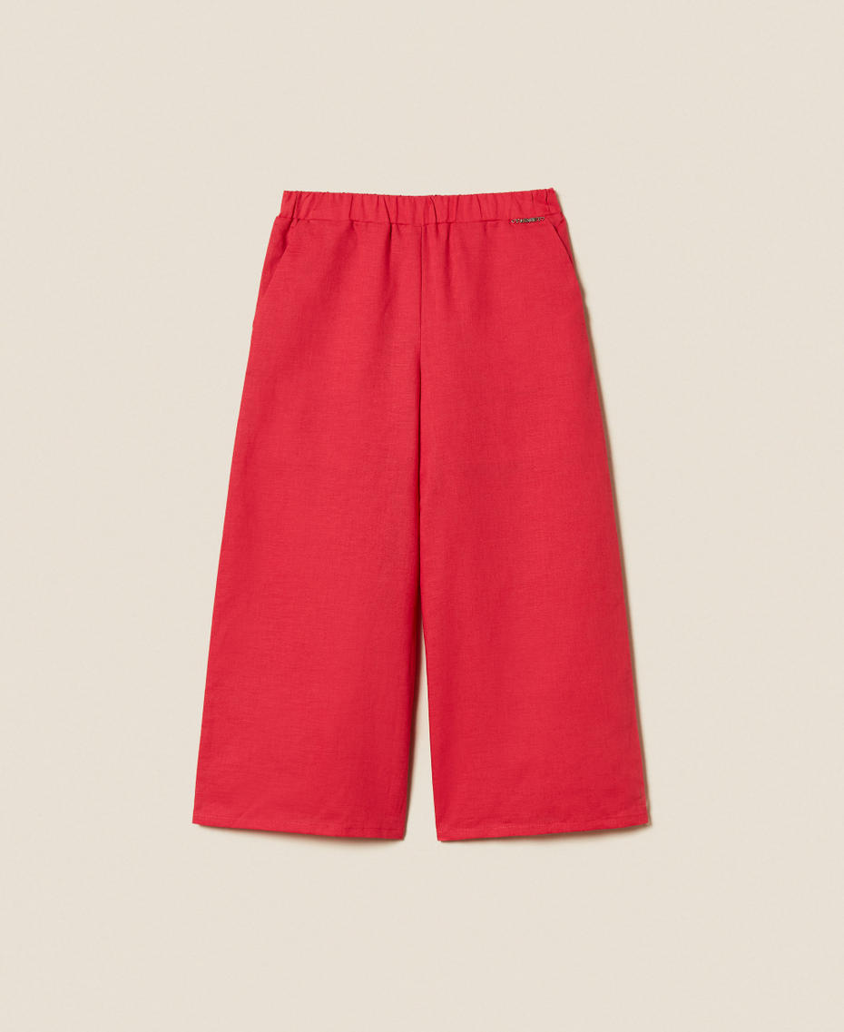 Linen cropped trousers Magenta Red Girl 261GJ2036_13160_S0