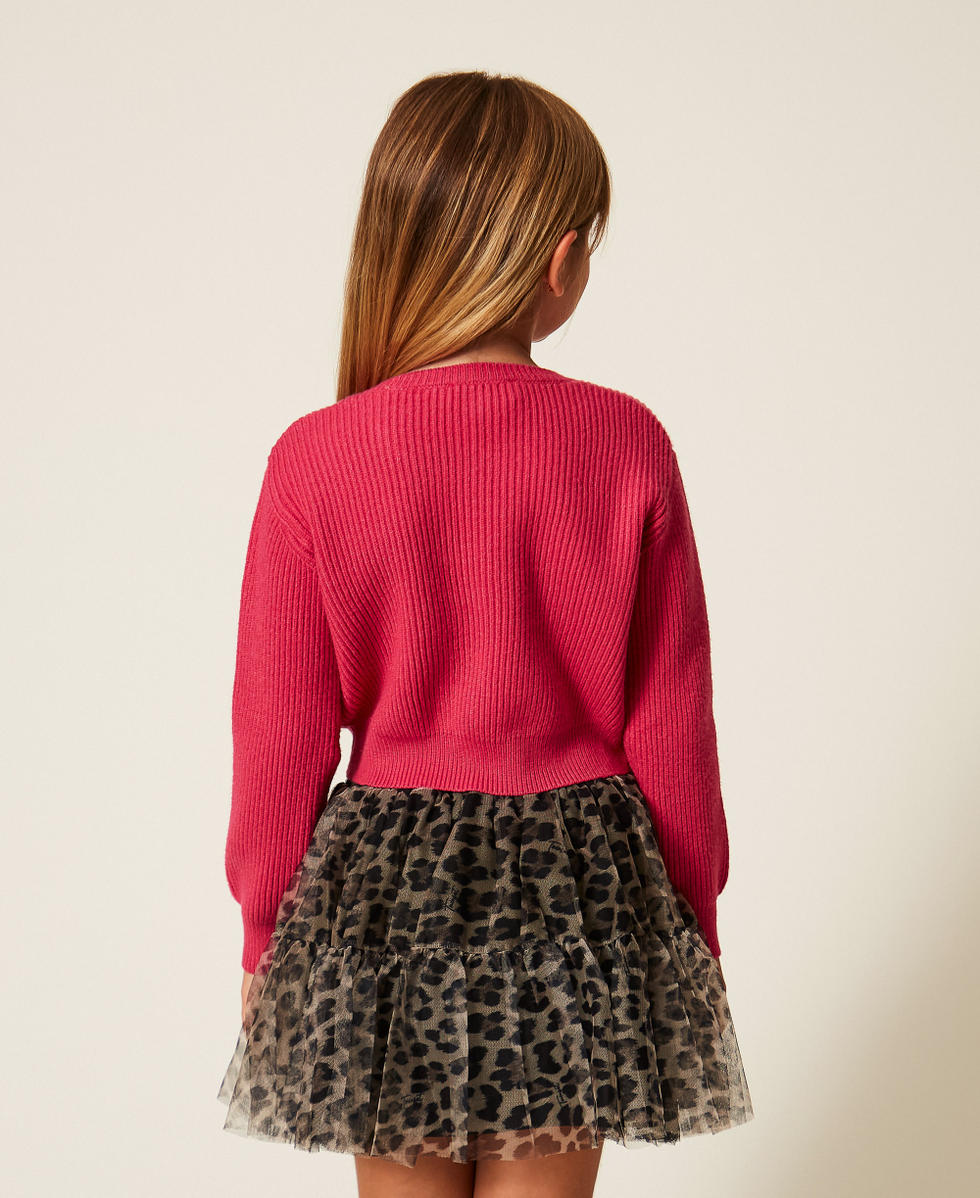 Mädchenpullover mit Sticklogo Rosa Candy Rose Mädchen 252GB3040_00338_03