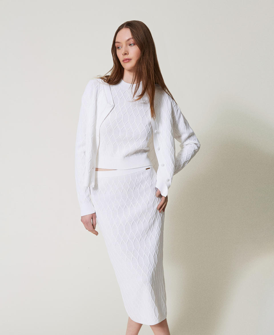 Lozenge pattern knit top White Cloud Woman 251LL3HAA_12105_T0
