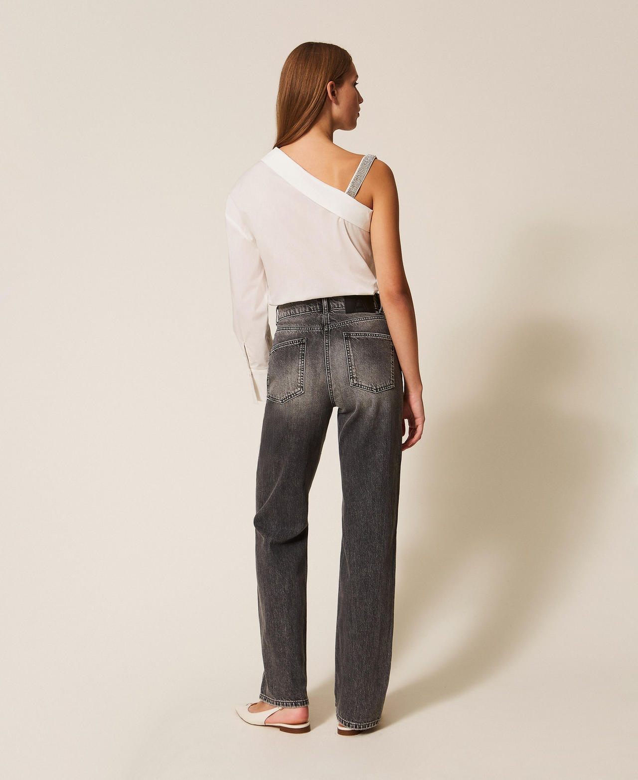 Actitude By Twinset Black Five-Pocket Jeans With Rhinestones