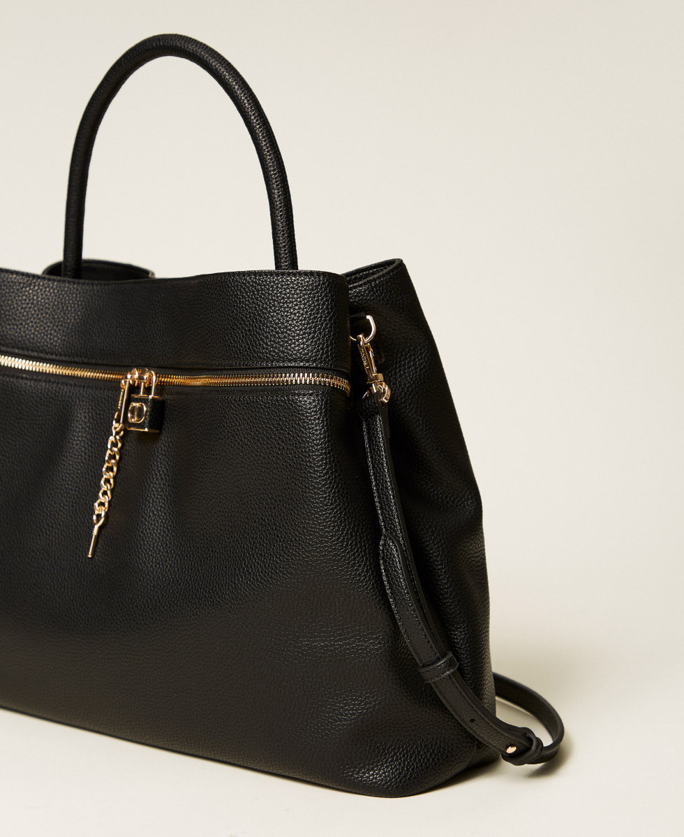 Cabas avec poche et cadenas Oval T Noir Femme 252TD8260_00006_02