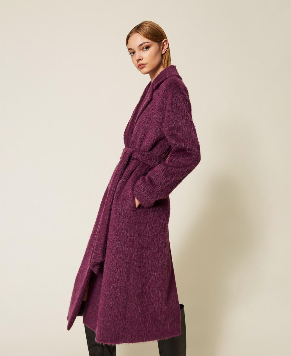 Double-breasted wool blend coat Purple Eden Woman 252TT2221_12635_03