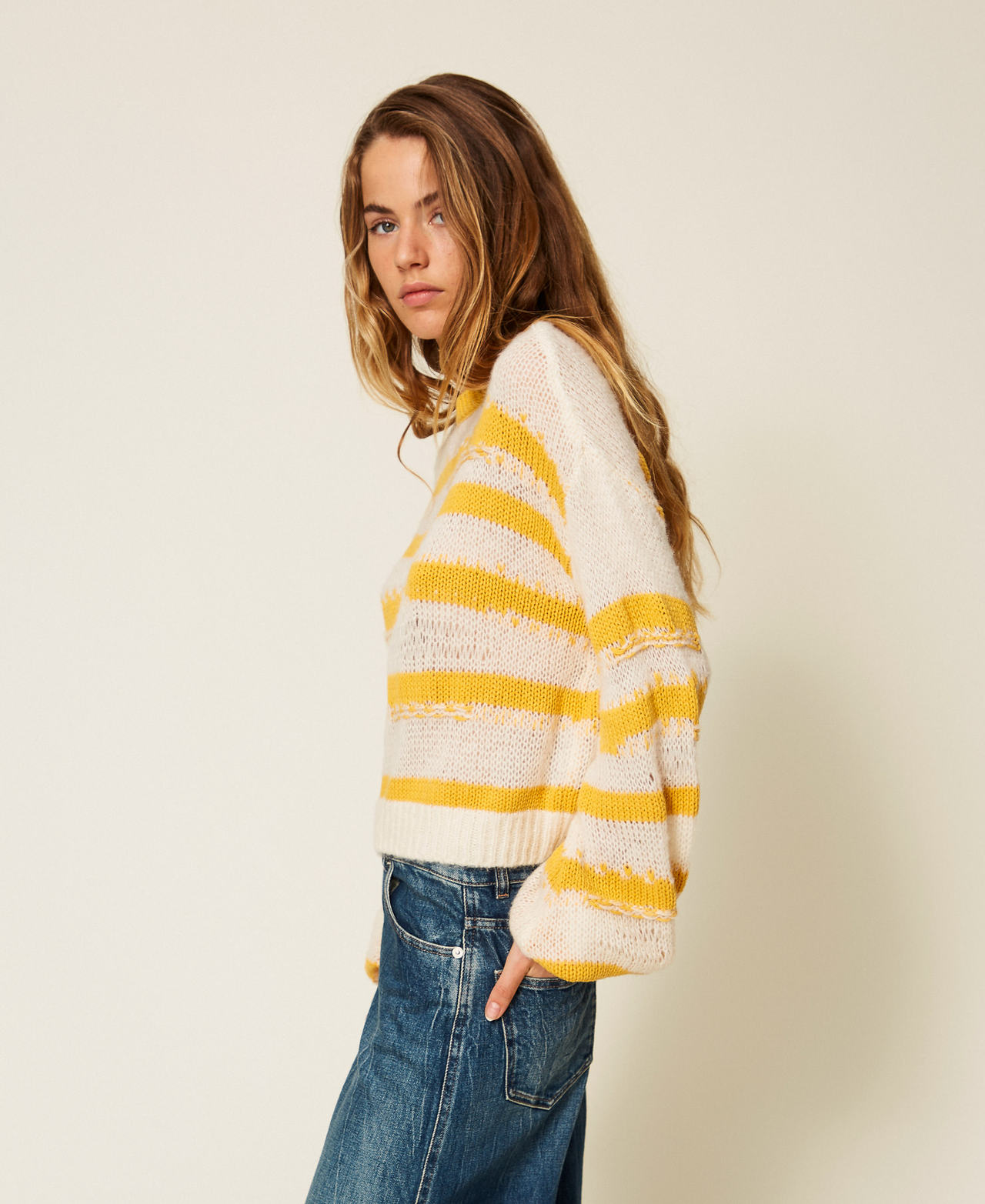 Striped top Two tone Fruit Mango/Snow White Woman 252AP3181_12706_02