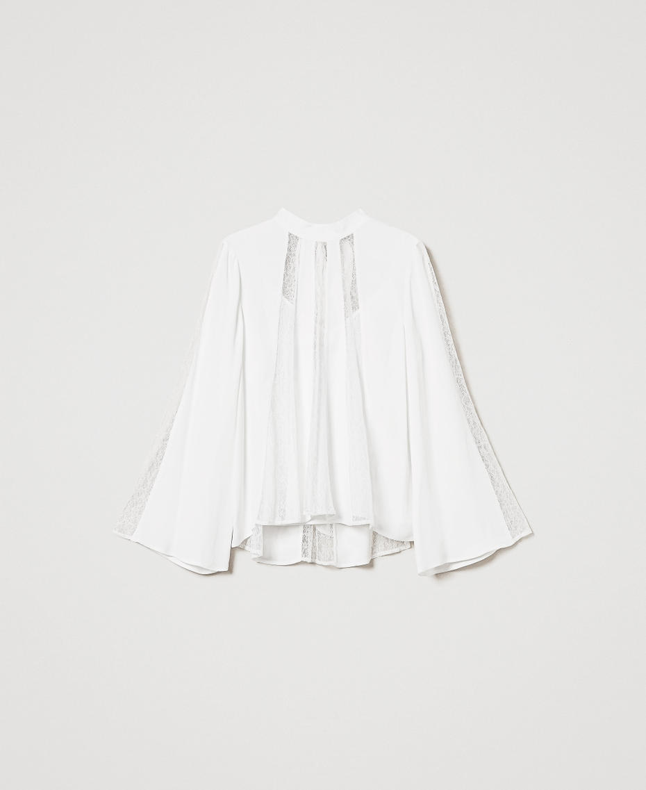 Crêpe blouse with lace White Snow Woman 251TP2413_00282_S0