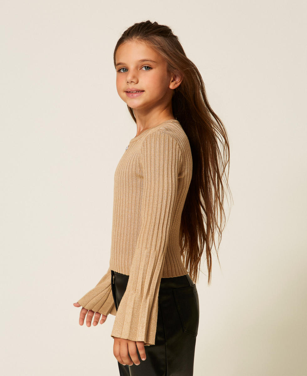 Pull pliss&eacute; avec lurex Or &laquo;&nbsp;Gold Pleats&nbsp;&raquo; Fille 252GJ3111_12736_02