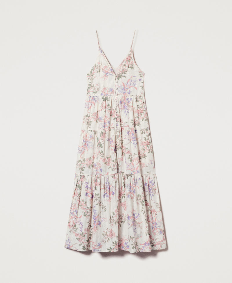 Long floral muslin dress Multicolour/Lurex Floral Print Woman 251TT2150_12494_S0