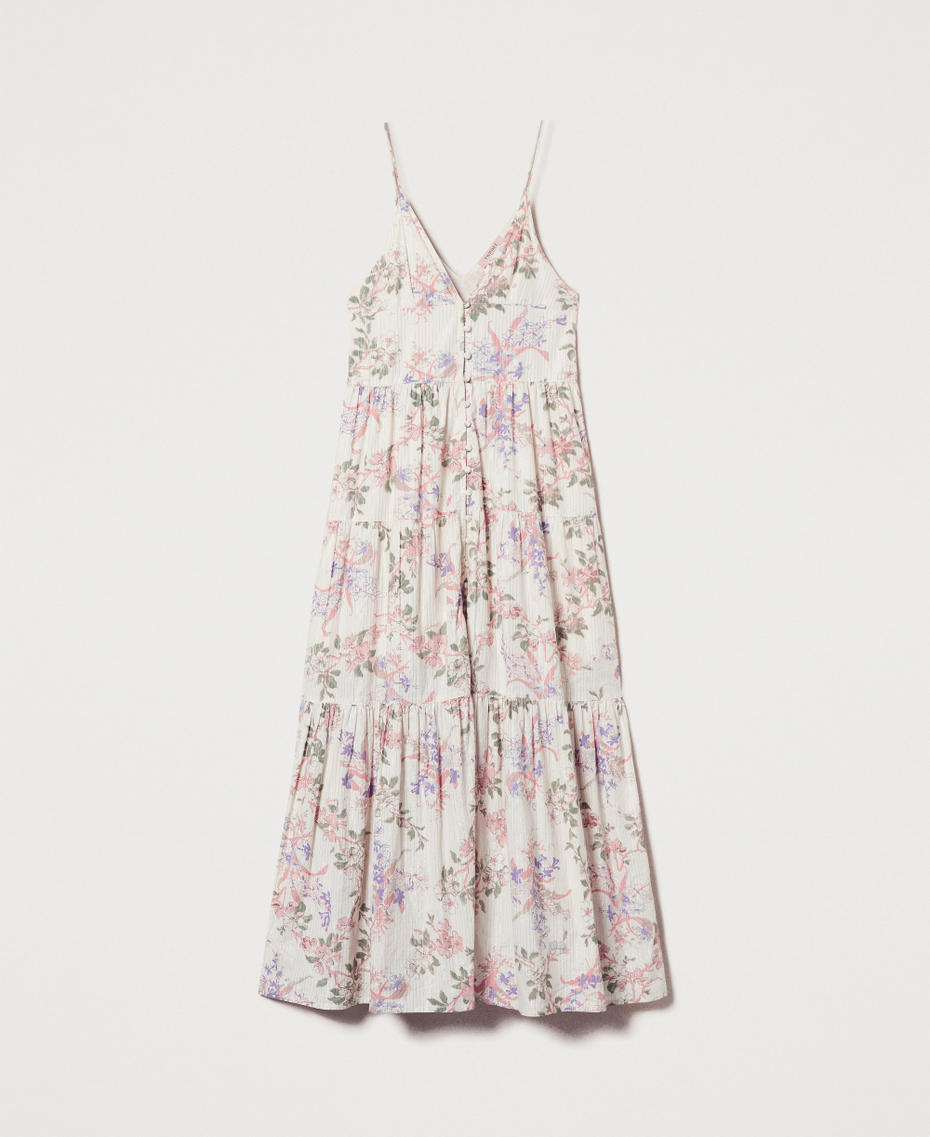 Long floral muslin dress Multicolour/Lurex Floral Print Woman 251TT2150_12494_S0