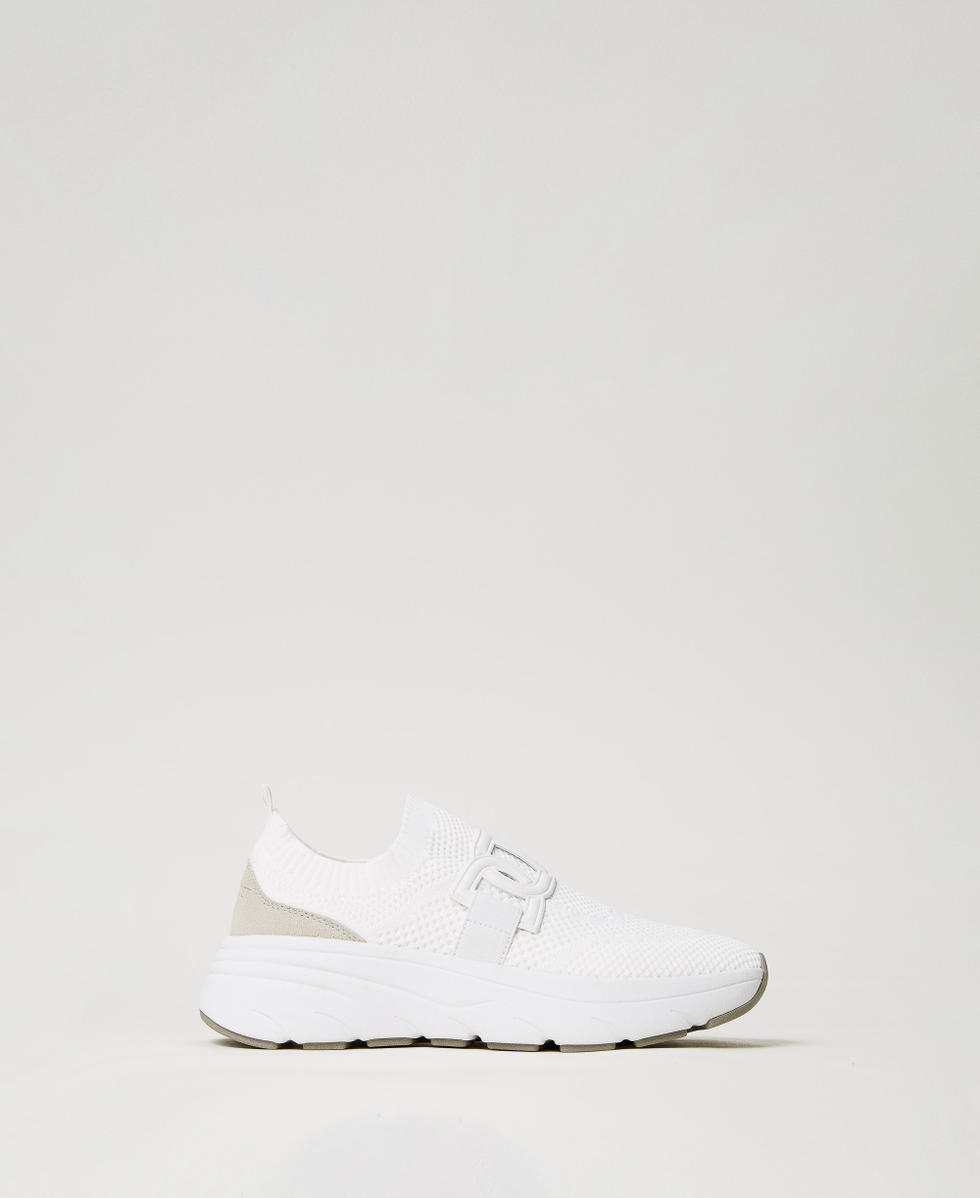 Sneaker running in maglia tecnica Bianco Donna 251TCP02G_00001_01