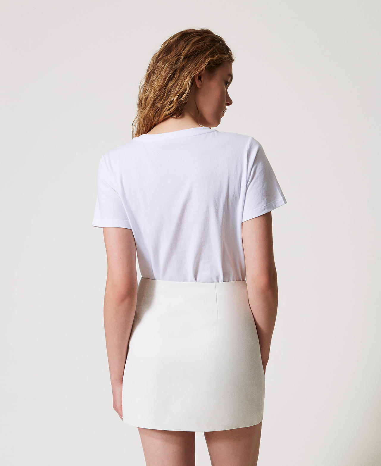 Linen-blend miniskirt Sugar White Woman 251TT2307_00632_03