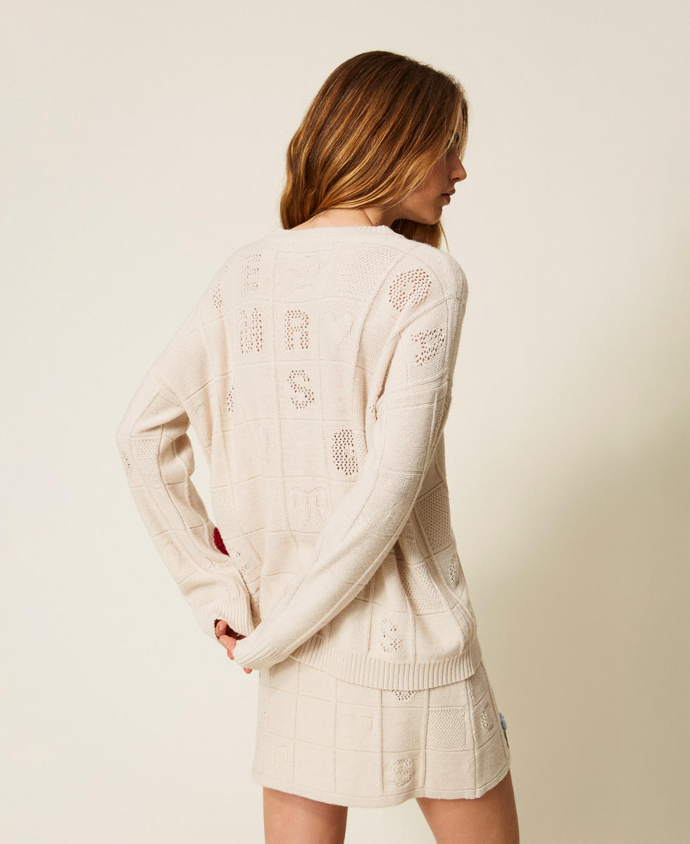 Maxi pull en fil Treeblend avec broderies Chantilly Femme 252TP3313_00522_03