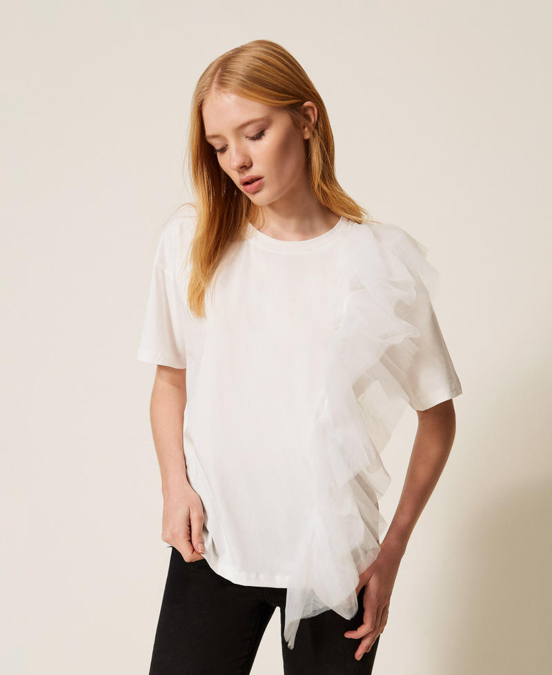 T-shirt regular avec tulle Off White Femme 261AP2165_00526_01