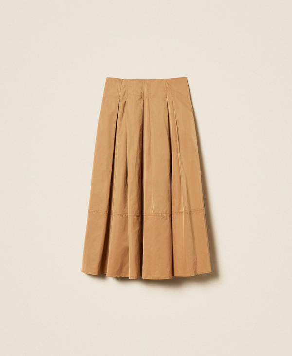 Midi taffeta skirt with pleats