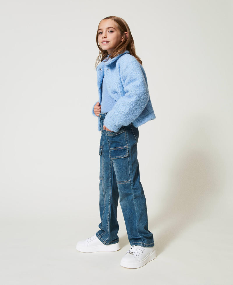 Cargo jeans with pockets Denim Mid Blue Girl 242GJ2291_07282_02