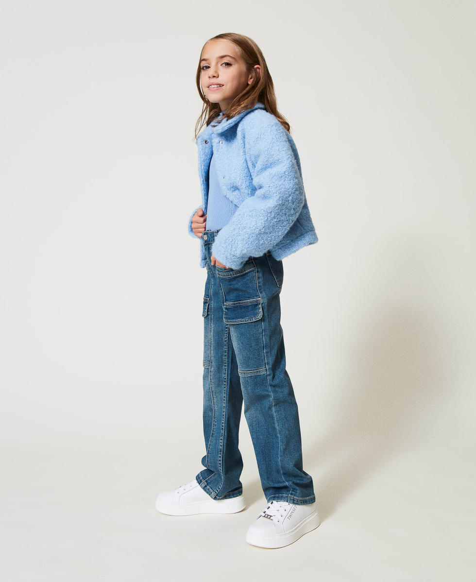 Cargo jeans with pockets Denim Mid Blue Girl 242GJ2291_07282_02