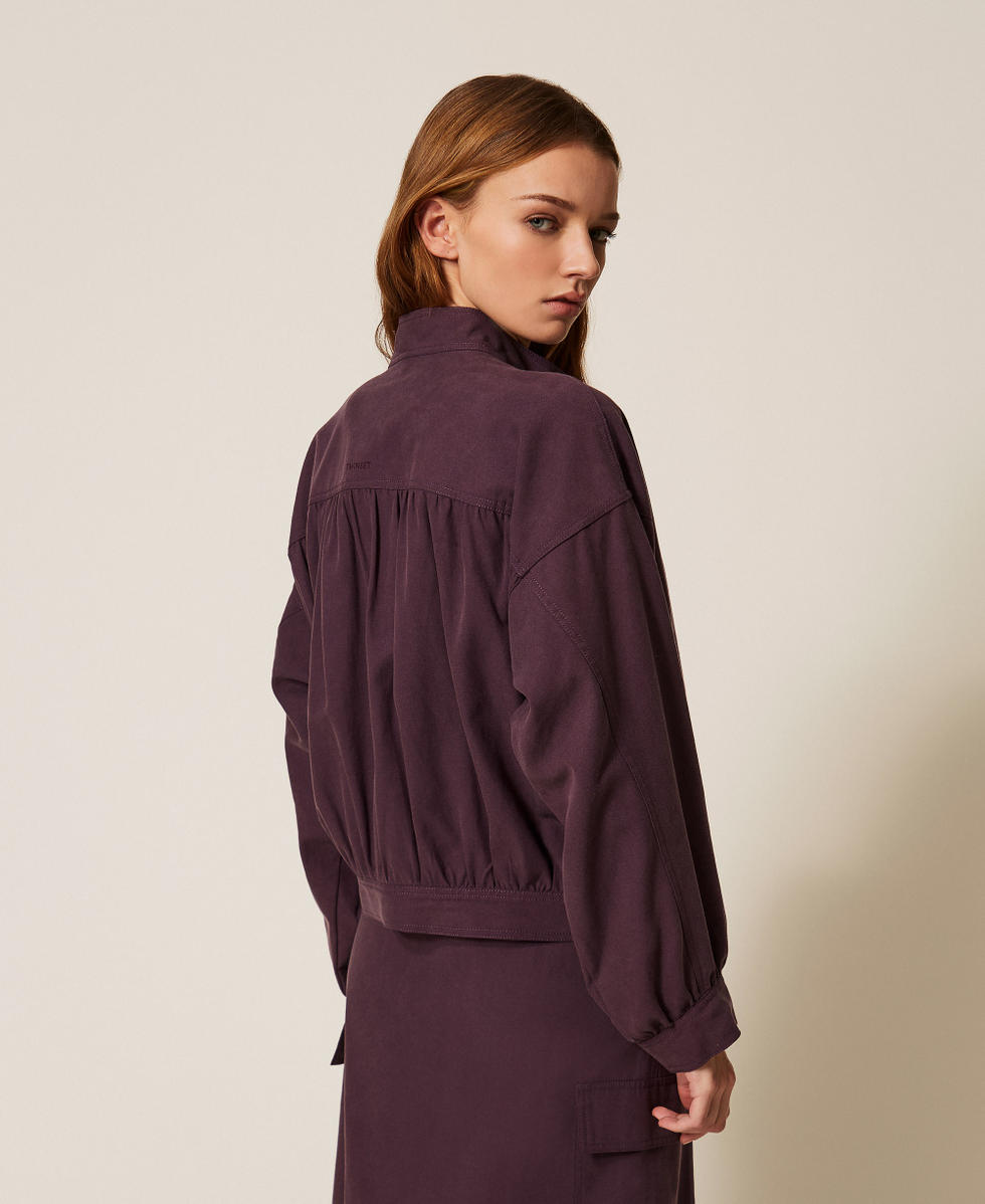 Lyocell and cotton zip jacket Plum Perfect Purple Woman 261TE2073_13209_03