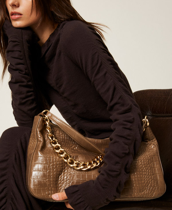 “Liliane” crocodile print leather bag