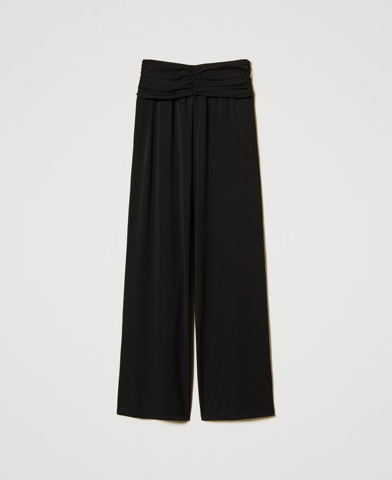 Palazzo trousers with drape Black Woman 251LB2HCC_00006_S0