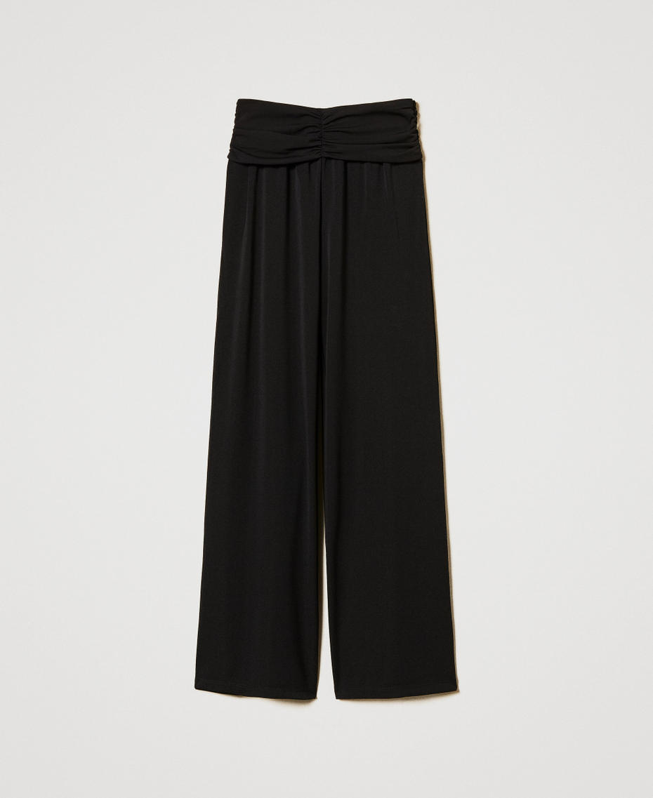 Palazzo trousers with drape Black Woman 251LB2HCC_00006_S0
