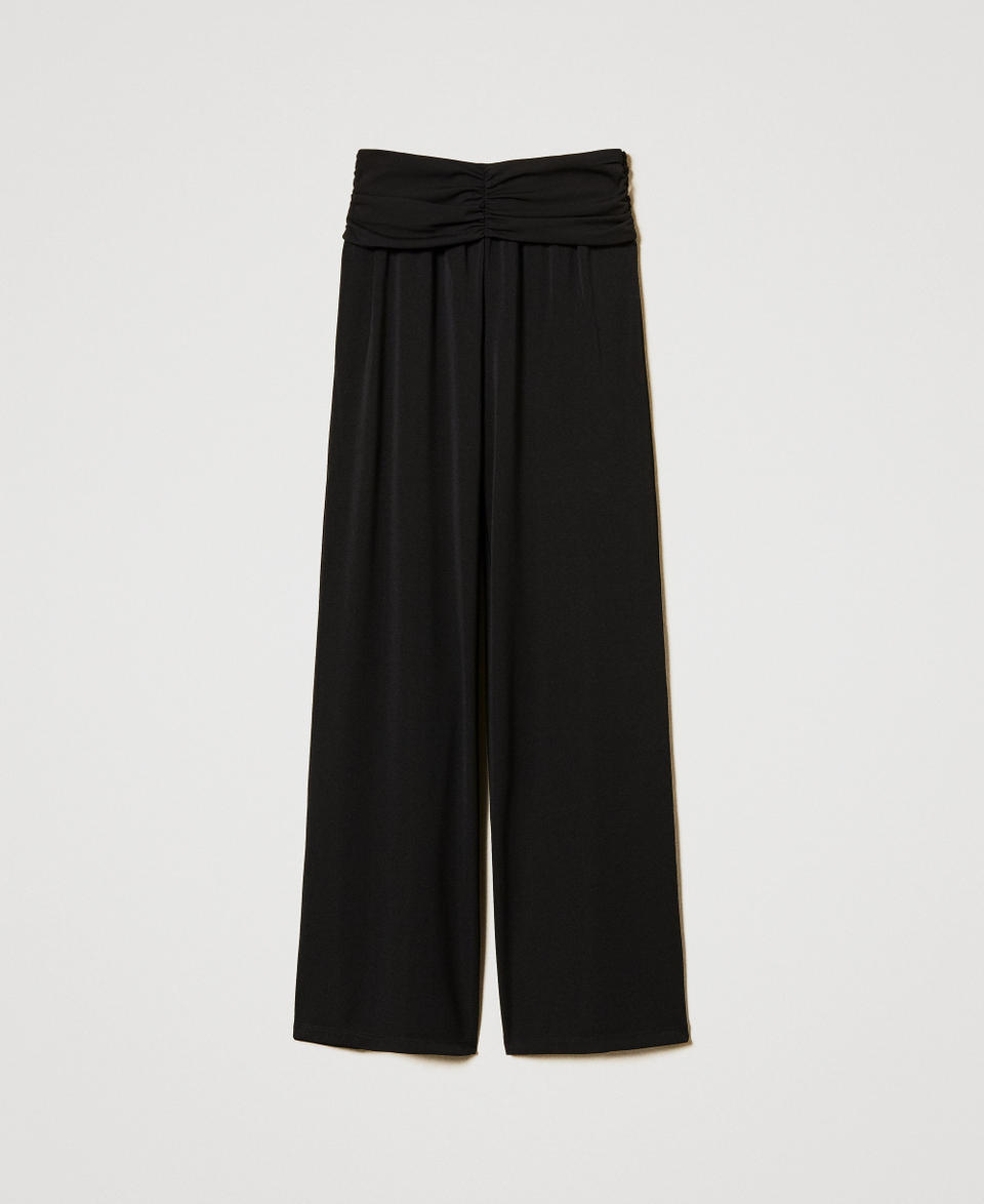 Palazzo trousers with drape Black Woman 251LB2HCC_00006_S0